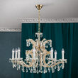 Candelabru clasic cristal alama Aur 24k 10xE14/40W, Maria Theresia-A LU 2223/10 MT Gold Orion
